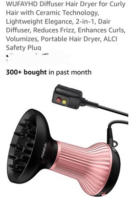 WUFAYHD Diffuser Hair Dryer for Curly Hair Professional 2 in 1 Diffuser  Hair...