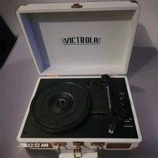 Victrola Vintage 3-Speed Bluetooth Suitcase Record Player White Rose Gold Works