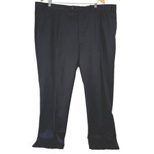 Lauren Ralph Lauren Mens Black Pinstripe 100 Wool Pleated Dress Pants 44W x 32L