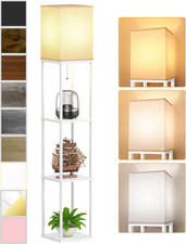 Floor Lamp with Shelves for Living Room White, Shelf Floor Lamp with 3 CCT LED B
