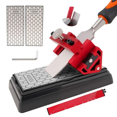 Chisel Sharpening Kit with Honing Guide & 400/1000 Grit Diamond Stone, Woodwo...