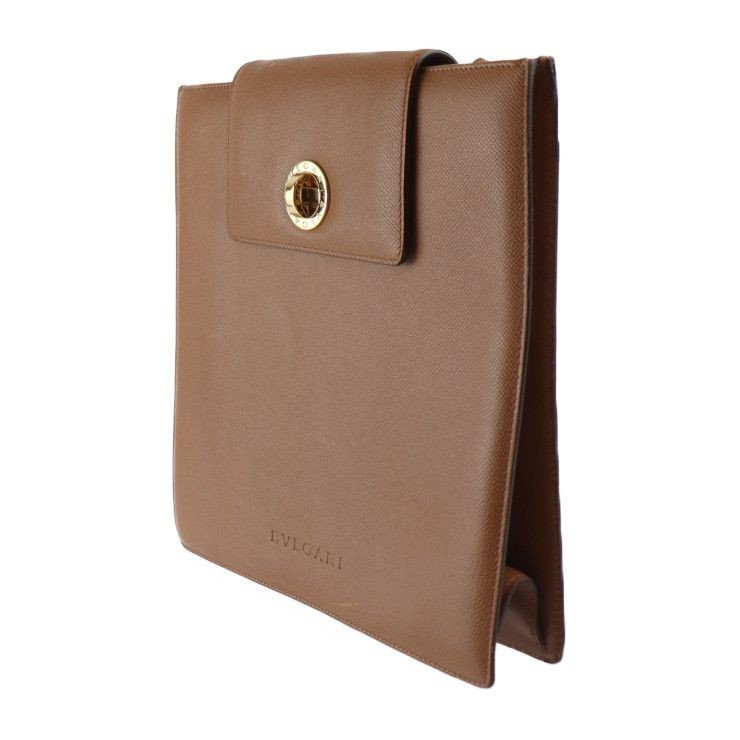 BVLGARI Bvlgari Leather Brown Gold Shoulder Bag Ladies Authentic Crossbody image 2