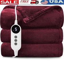 Flannel Heated Blanket 9 Heat Levels Rapid Heating Overheat Protection Washable