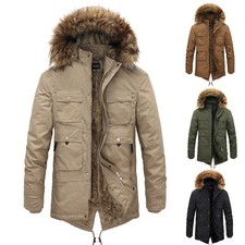 Chaqueta de invierno para hombre cálida con capucha suave cómoda abrigo grueso casual 