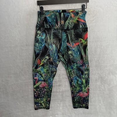 Evolution and Creation Womans Tights Yoga Pants Multicolor Floral L Polyester