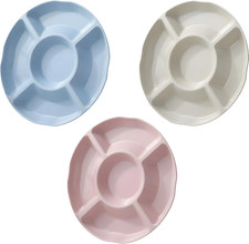 3 Stück Snackteller mit fächern, Snackschale, Antipasti Servierplatte mit 5 Unte