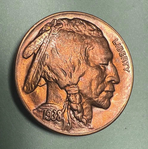 1938-D Buffalo Nickel - Pristine GEM BU UNC - Toner - Beautiful Coin