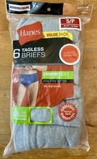 6 Pack Hanes Mens Tagless Mid-Rise Briefs Mens Small S Gray Slightly Imperfect