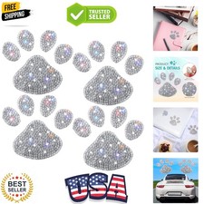4 Pcs Bling Paw Print Car Decal Dog Paw Print Stickers Bling Rhinestone Decor...