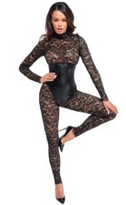 Noir Handmade F299 Enigma Catsuit  Lace  Wetlook Underbust Jumpsuit