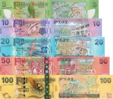 Fiji 5 Pcs Set: 5 to 100 Dollars (2012) - p115b, p116, p117, p118, p119b UNC