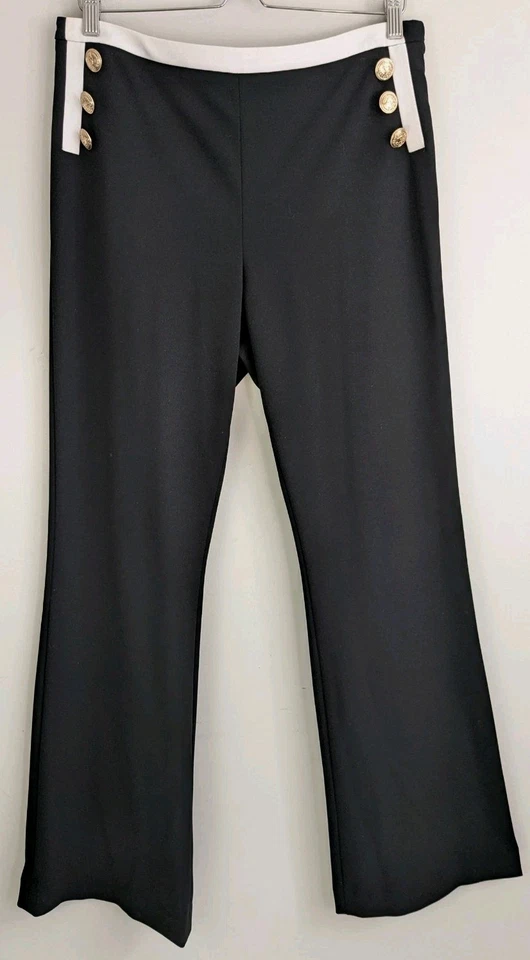 CALVIN KLEIN женщин 10 широкая нога брюки эластичной Sailor латуни кнопки контраст отделки - Изображение 3 из 4