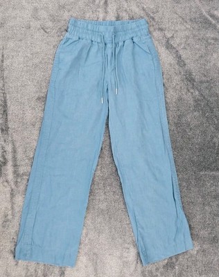Quince 100% European Linen Wide Leg Pants Women's XS Mineral Blue Lightweight