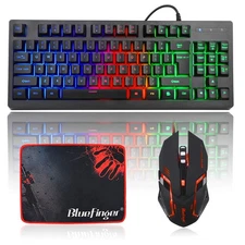 BlueFinger RGB 87 Keys Gaming Keyboard and Backlit Mouse Combo 75% USB Wired
