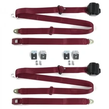 Frazer Nash 1948 - 1967 Standard 3pt Burgandy Retractable Bucket Seat Belt Kit w