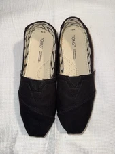 TOMS Black and Cream Slip-Ons Size 7.5 Women's Shoes