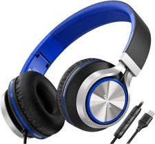 Upgrade USB Type C Wired Headphones, Over-Ear Headphones with Microphone and