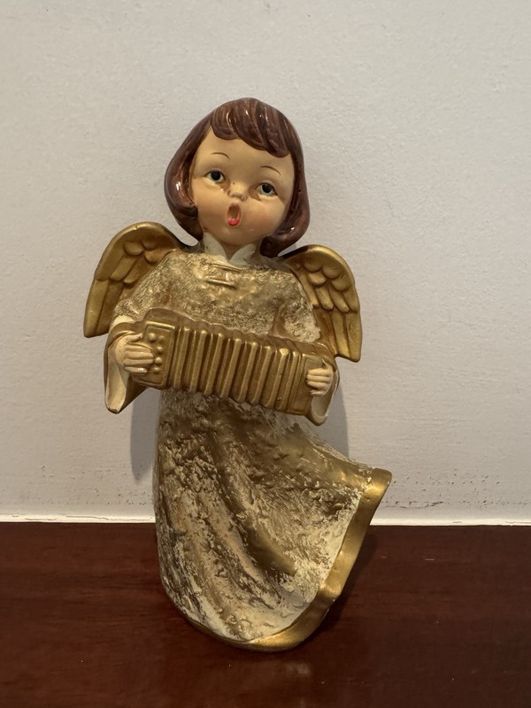 Vintage Christmas Paper Mache Angels with accordion