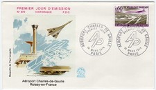 France 1974 Charles de Gaulle Airport Concorde FDC First Day Cover Paris