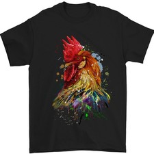 Una Camiseta De Hombre En Acuarela De Pollo 100% Algodón