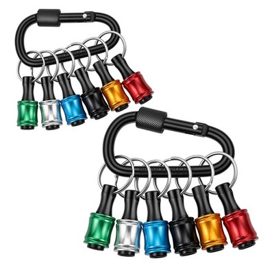 Bit Holder Keychain 2-Pack (6 Per Set), 1/4'' Hex Shank Quick Release Drill & ...