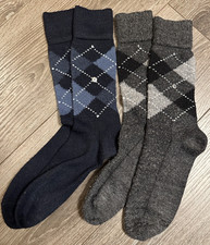2x original BURLINGTON Herren Socken Rauten-Muster, Gr. 39-42, grau + blau