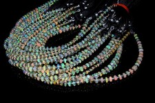 Natural Ethiopian Opal Smooth Rondelle Beads 3-4mm 8 Inch Strand
