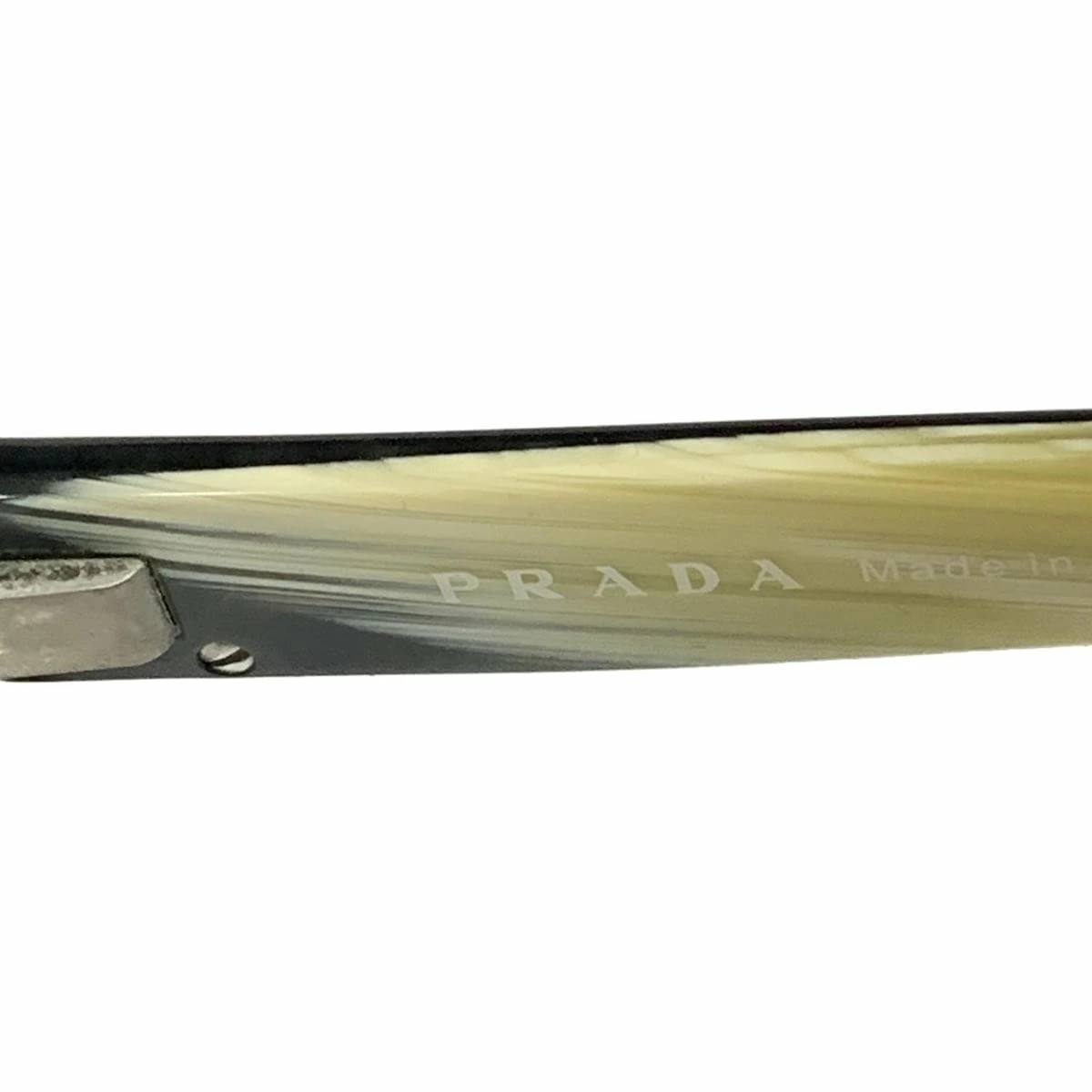 PRADA  Frame Rectangular Clear Black Ivory Horn E… - image 4