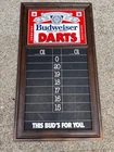 Vintage 1983 Budweiser Darts Chalk Scoreboard Bar Pub Wall Tin Sign 31"x17" Size