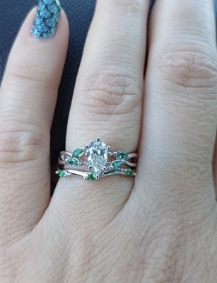 Brilliant Earth 18k White Gold Botswana conflict free Diamond Emerald Ring Sz 6