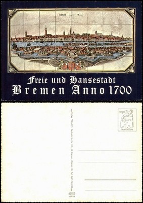 Bremen Historic City View Free and Hanseatic City Anno 1700 1980