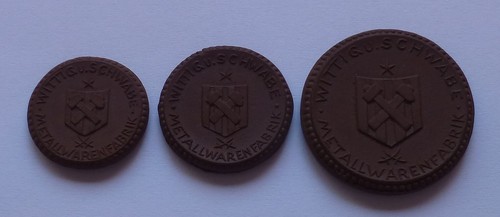 Dinero de emergencia: Lengefeld im Erzgebirge juego de monedas de porcelana diferentes 1921 - Imagen 3 de 4