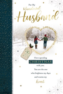 Christmas Verses For Husband For My Wonderful Husband Couple Walking Design Christmas Card Lovely Verse  | Ebay