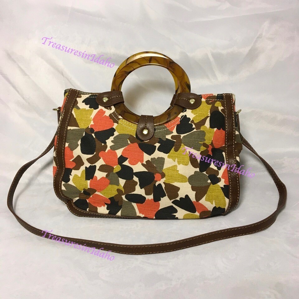 Relic Blake Flower Purse Satchel Handbag Tortoise Shell Plastic