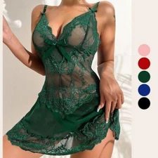 Women's Sexy-Lingerie Babydoll G-string Sleepwear Underwear Lace Dress Nightwear