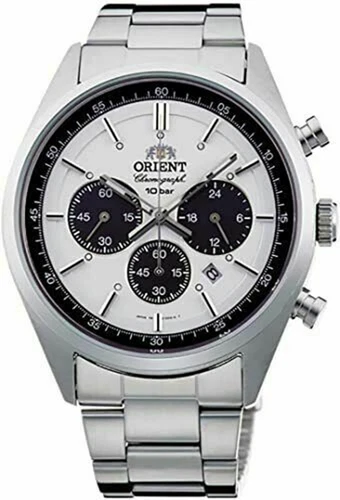 ORIENT Watch WV0041TX SOLAR PANDA milky white Men's 70's neo-Seventies
