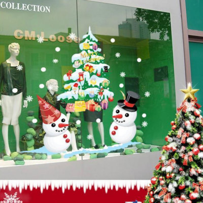 Konvolut 4x Glasfanie Schneemänner Deko Vitrine Weihnachten 80x90 LM4S