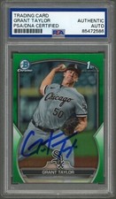 Grant Taylor SIGNED 2023 Bowman Chrome 1st Green /99 White Sox Auto PSA
