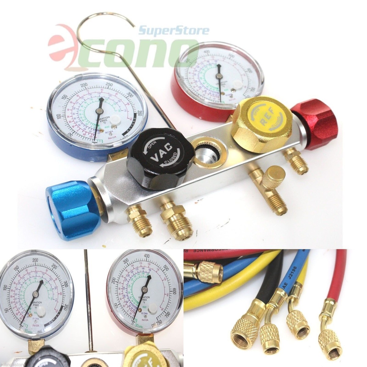 4 Way Mini Split AC Manifold Gauge Set R410a R22 R134a w/ Hoses Quick  Adapters | eBay