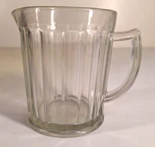Vintage 1960's Hazel Atlas Ribbed Clear Glass Heavy Duty Pitcher 6" Tall Read