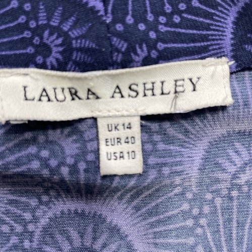 Laura Ashley Jersey Wrap Dress Uk 14 Purple Geometric Print Side Tie - Picture 5 of 18