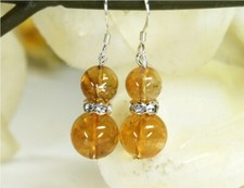 Schöne Ohrringe aus Edelsteinen Citrin in Kugelform 925er Silber Haken