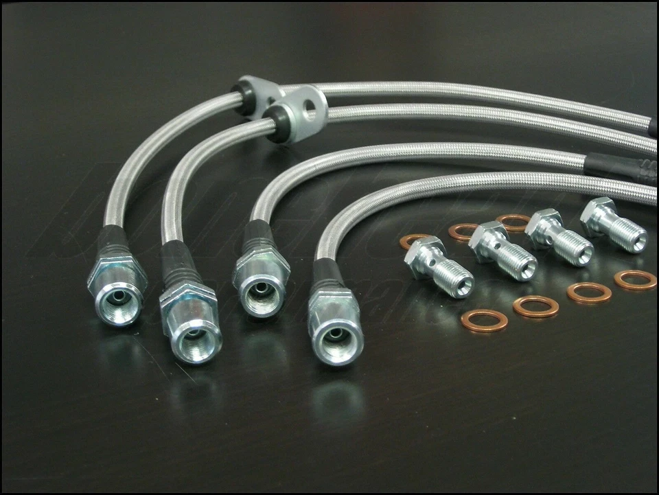 Líneas de freno trenzadas de acero inoxidable Techna-Fit 1992-2000 Lexus SC300 SC400 Foto 3 de 4