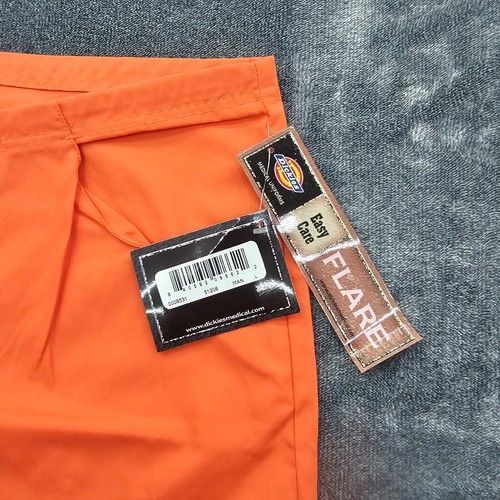 Dickies Scrub pants mens large Easy Clare Flare orange Medical Uniform pull-on - Picture 2 of 13