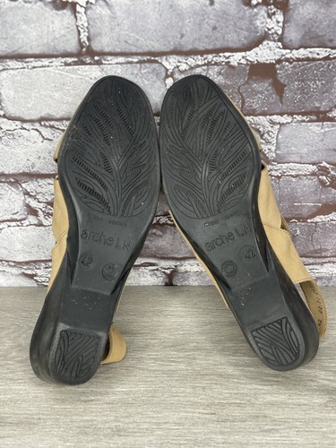 ARCHE Tan Brown Nubuck Leather Suede Peep Toe Slingback Wedge Women 42EU/11M US - Picture 8 of 22