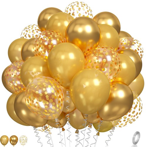 Gold Balloons Metallic Gold Party Balloons Pearl Gold Latex Balloons Chrome G...
