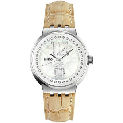 Mido Women's Watch All Dial MOP Dial Diamond Brown Leather Strap M73404398