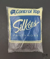 Silkies Vintage Control Top Support Legs Pantyhose Style 132 Off Black Size L
