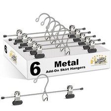 6 Quality Pants Hangers Heavy Duty Add-on Skirt/Slack Metal Hanger Extra Wide...