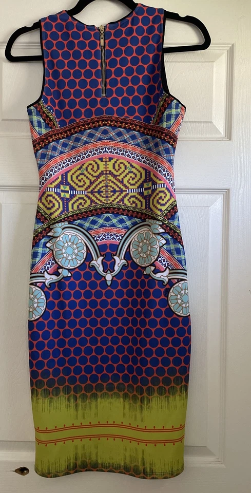 Hale Bob Sleeveless V-Neck Dress Multicolored Beaded Size 4 - Image 4 of 4